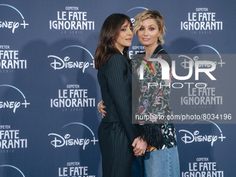Anna Ferzetti (R) and Ambra Angiolini attend the photocall of the tv series 