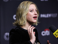 American actress Lili Reinhart is interviewed by Entertainment Tonight (ET) at the 2022 PaleyFest LA - The CW's 'Riverdale' held at the Dolb...