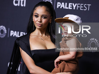 Canadian actress Vanessa Morgan and son River Kopech arrive at the 2022 PaleyFest LA - The CW's 'Riverdale' held at the Dolby Theatre on Apr...