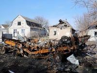 KYIV REGION, UKRAINE - APRIL 07, 2022 - Houses destroyed in the result of the russian military incursion into the Kyiv Region, north-central...