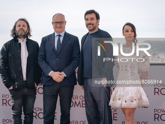 Giovanni Troilo (L), the Mayor of Rome Roberto Gualtieri, Edoardo Leo, And Giorgia Spinelli (R)attend the photocall of the movie ''Power of...