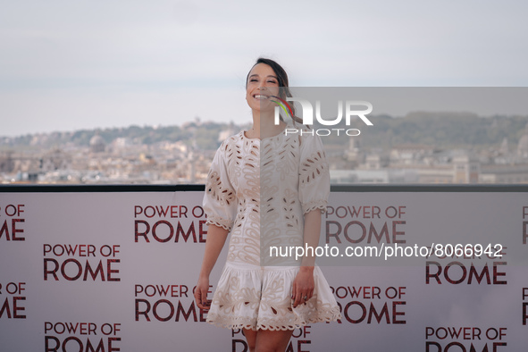 Giorgia Spinelli attends the photocall of the movie ''Power of Rome'' at the Hotel de la Ville  on April 13, 2022 in Rome, Italy 