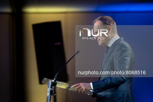 Donald Tusk during the National Council of the Civic Platform (Polish main opposition party) in Warsaw, Poland on April 13,  2022 
