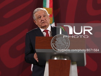 Mexico’s President, Andres Manuel Lopez Obrador, gesticulates while talks during his daily briefing conference at National Palace. In April...