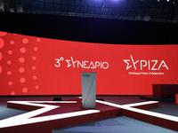 President of SYRIZA, Alexis Tsipras gives a speech at the 3rd conference of SYRIZA at the indoor gym of Tae Kwon Do in Paleo Faliro in Pirae...