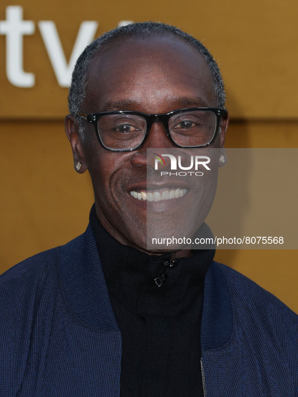 Don Cheadle arrives at the Los Angeles Premiere Of Apple's 'They Call Me Magic' held at the Regency Village Theatre on April 14, 2022 in Wes...