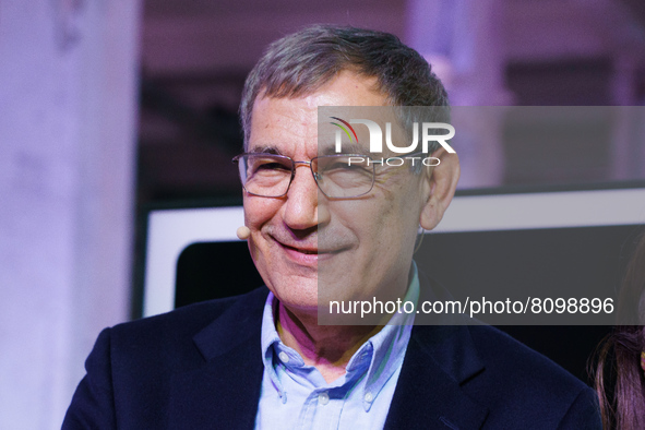 The Turkish writer Orhan Pamuk during a conference at the Matadero in Madrid on April 19, 2022. Spain 