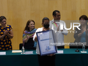 Juana Beatriz Martínez Sánchez, international volleyball player,  during the Awards ceremony  receives a recognition as an outstanding Verac...