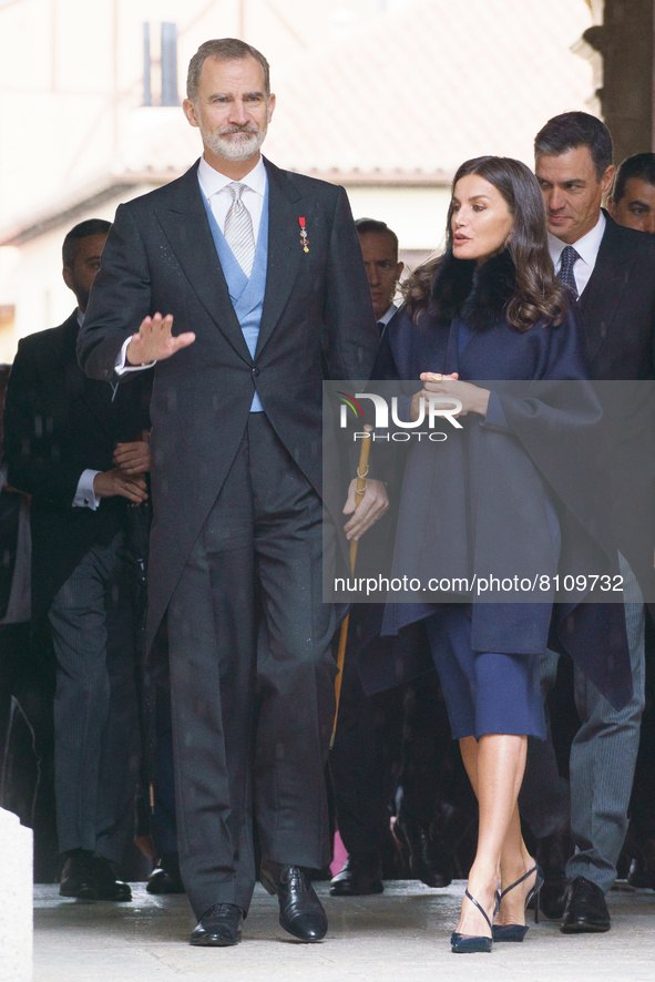 He King and Queen of Spain arrive at the presentation of the 2021 