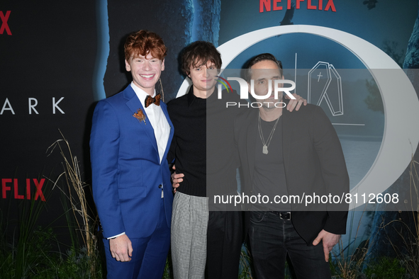 NEW YORK, NEW YORK - APRIL 21: (L-R) Carson Holmes, Charlie Tahan and Trevor Long attend the Netflix's 