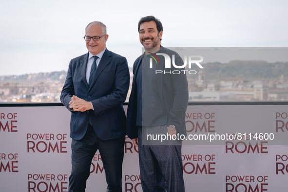  Edoardo Leo, and the Mayor of Rome Roberto Gualtieri attend the photocall of the movie 