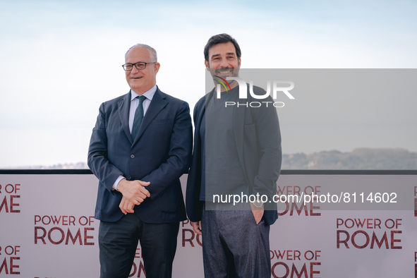 Edoardo Leo, and the Mayor of Rome Roberto Gualtieri attend the photocall of the movie 