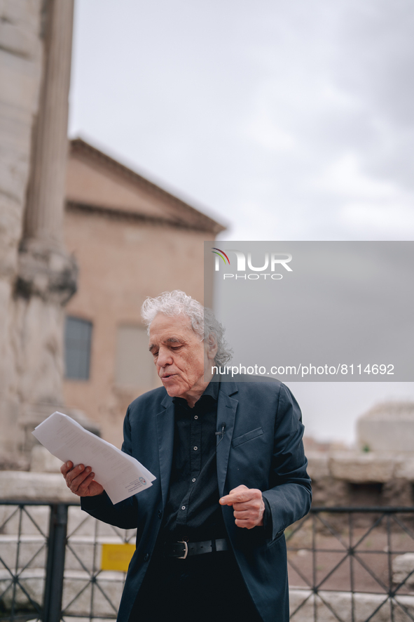 Director Abel Ferrara attends the reading of Gabriele Tinti's poems at Foro Romano on April 19, 2022 in Rome, Italy. 