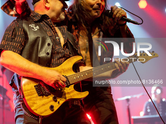 Ghigo Renzulli and Piero Pelu' during the Music Concert Litfiba - Ultimo Girone 1980-2022 on April 26, 2022 at the Gran Teatro Geox in Padov...