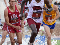 Athletes competing in the 3000m Steeplechase compete during the 126th annual Penn Relays Carnaval at Franklin Filed, in Philadelphia, PA, US...