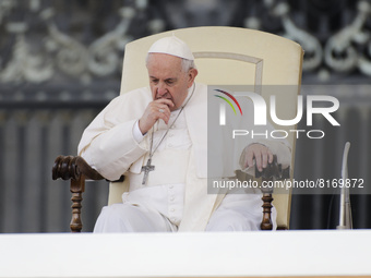 Pope Francis attends his weekly open-air general audience in St. Peter's Square at The Vatican, Wednesday, May 4, 2022 (