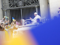 Pope Francis leaves  St. Peter's Square, at the end of his weekly open-air general audience in Vatican, Wednesday, may 4, 2022.  (