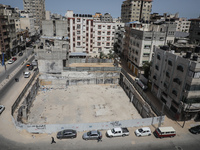  A general view shows of the site of al-Jawhara tower, which was levelled by Israeli strikes during the Israeli-Palestinian conflict in May...