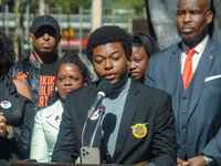 Zion Sykes from PA Youth Vote during a press conference to update Philadelphians on the status of May 17,  2022, primary elections in the ci...