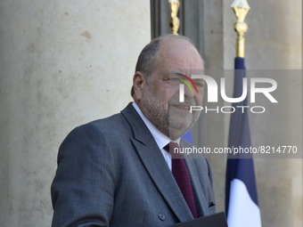 French Justice Minister Eric Dupond-Moretti leaves following the weekly cabinet meeting at the Elysee Palace – May 11, 2022, Paris (