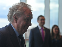 Conservative leadership candidate Jean Charest pictures before the start of the Conservative Party of Canada English leadership debate, at E...
