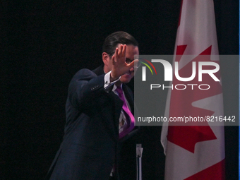 Conservative leadership candidate Pierre Poilievre arrives at the Conservative Party of Canada English leadership debate, at Edmonton Conven...
