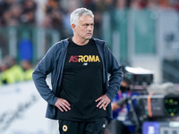 Jose’ Mourinho manager of AS Roma looks on during the Serie A match between AS Roma and Venezia Fc on May 14, 2022 in Rome, Italy.  (