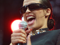 Singer Chanel performs during the free LOS40 Classic concert in Madrid's Plaza Mayor on May 15, 2022, in Madrid, Spain. (