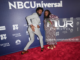 NEW YORK, NEW YORK - MAY 16: Echo Kellum and Nicole Bye attend the 2022 NBCUniversal Upfront at Mandarin Oriental Hotel on May 16, 2022 in N...