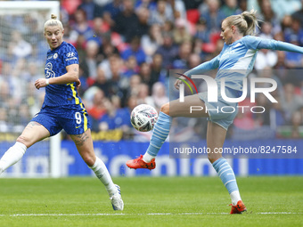 LONDON, ENGLAND - MAY 15:L-R Chelsea Women Bethany England and Alex Greenwood of Manchester City WFC during Women's  FA Cup Final between Ch...