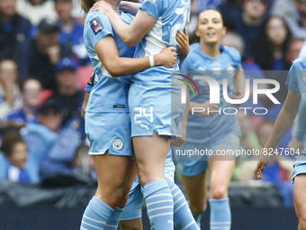 LONDON, ENGLAND - MAY 15:Lauren Hemp of Manchester City WFC celebrate her goal with Keira Walsh of Manchester City WFC during Women's  FA Cu...