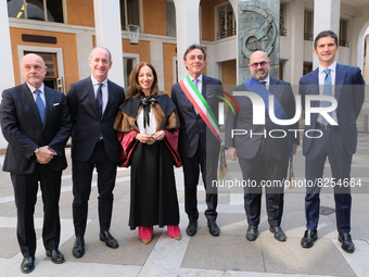 from left: Antonio Sbordone, Luca Zaia, Daniela Mapelli, Sergio Giordani, Fabio Bui and Leopoldo Destro  during the ceremony for the 800th a...