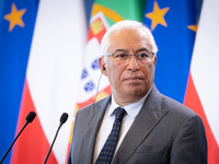 Portuguese Prime Minister Antonio Costa speaks during a joint press conference with Polish Prime Minister Mateusz Morawiecki, at the Chancel...