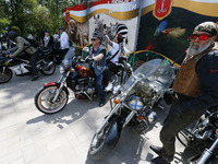 Ukrainian bikers from 'One Spirit Brotherhood' motorcycle club take part in a Volunteer Day celebration in Odesa, Ukraine on 21 May 2022. Re...