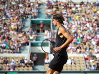 Alexander Zverev during his match against Sebastian Ofner on Suzanne Lenglen court in the 2022 French Open finals day one. (