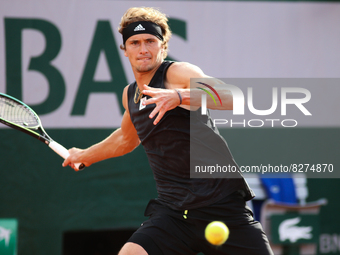 Alexander Zverev during his match against Sebastian Ofner on Suzanne Lenglen court in the 2022 French Open finals day one. (