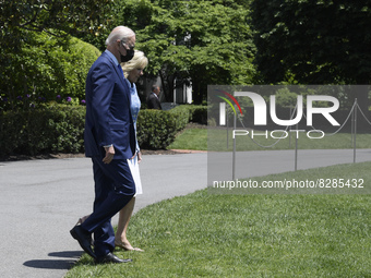 US President Joe Biden and First Lady Jill Biden depart the White House en route  to Joint Base Andrews, today on May 18, 2022 at South Lawn...