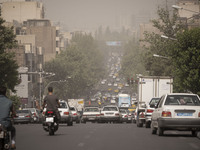 A view of an avenue in downtown Tehran during an air polluted day on May 24, 2022.  (