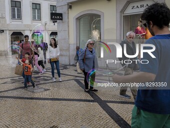 People are seen doing leisure activities in Augusta street in the city downtown. Lisbon, May 23, 2022. Portugal is the European Union countr...
