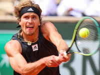 Alexander Zverev during his match against Sebastian Baez on Philipe Chartier court in the 2022 French Open finals day four. (