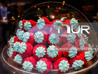 Candies is  seen on a storefront in Krakow, Poland on May 25, 2022. (