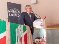 Forza Italia vice-president and sole national coordinator Antonio Tajani in Rieti, to support mayoral candidate Daniele Sinibaldi in the adm...