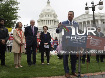 US Senator Alex Padilla(D-CA) speaks about gun safety during a press conference, today on May 26, 2022 at Senate Swamp/Capitol Hill in Washi...