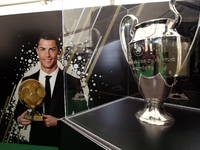 The tenth Champions League trophy won by Real Madrid on display at the Cristiano Ronaldo traveling museum in Lisbon, on October 6, 2015. ( 