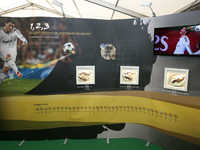 The hat-tricks of Cristiano Ronaldo on display at the Cristiano Ronaldo traveling museum in Lisbon, on October 6, 2015. ( 