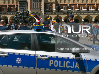 Members of the local Police watch over the safety of the participants of the 