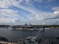 Wasp-class amphibious assault ship USS Kearsarge (LHD 3) of the US Navy is seen at the harbour in Stockholm, Sweden, on June 3, 2022, ahead...