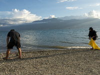 Environmental activists sampled plastic waste on Palu Bay Beach, Central Sulawesi Province, Indonesia on June 5, 2022. The sampling is to en...