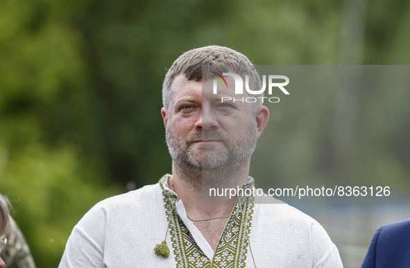 MALYN, UKRAINE - JUNE 6, 2022 - First Deputy Speaker of the Verkhovna Rada of Ukraine Oleksandr Korniienko in a vyshyvanka is pictured durin...