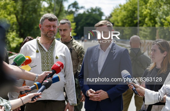 MALYN, UKRAINE - JUNE 6, 2022 - First Deputy Speaker of the Verkhovna Rada of Ukraine Oleksandr Korniienko and First Vice-President of the R...